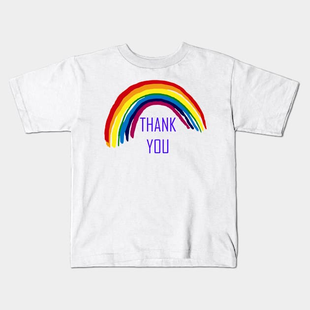 Rainbow , Thank You Rainbow Support NHS and Keyworkers Gifts for Nurses and Doctors Kids T-Shirt by Maya Designs CC